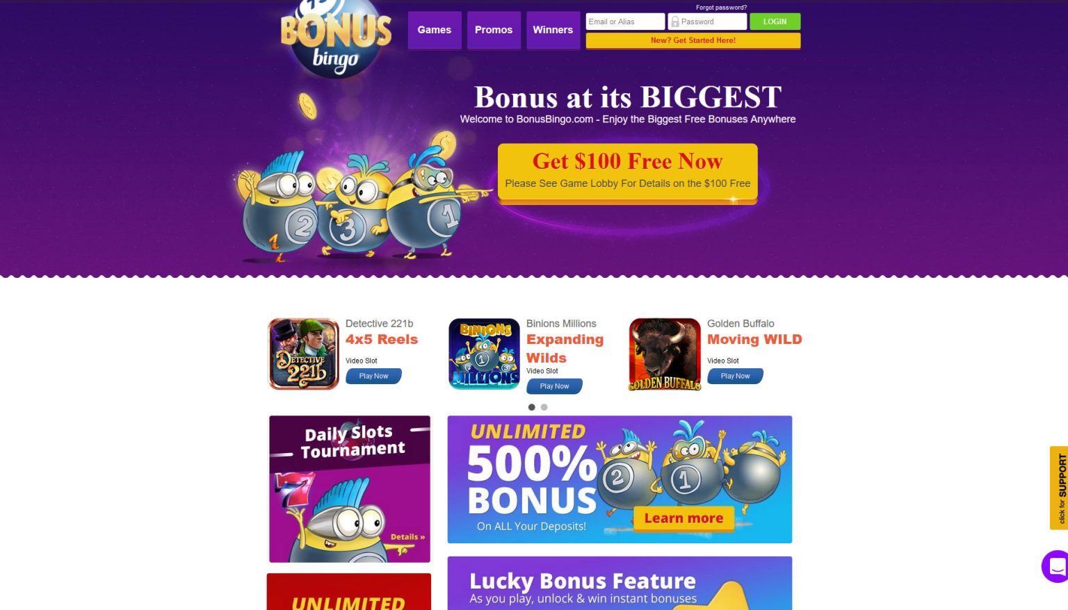 Bonus Bingo 500 Bingo Bonus + 100 Free No Deposit